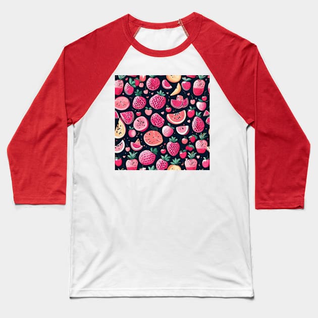 Cute fruits pattern gift ideas cute fruit gift ideas Baseball T-Shirt by WeLoveAnimals